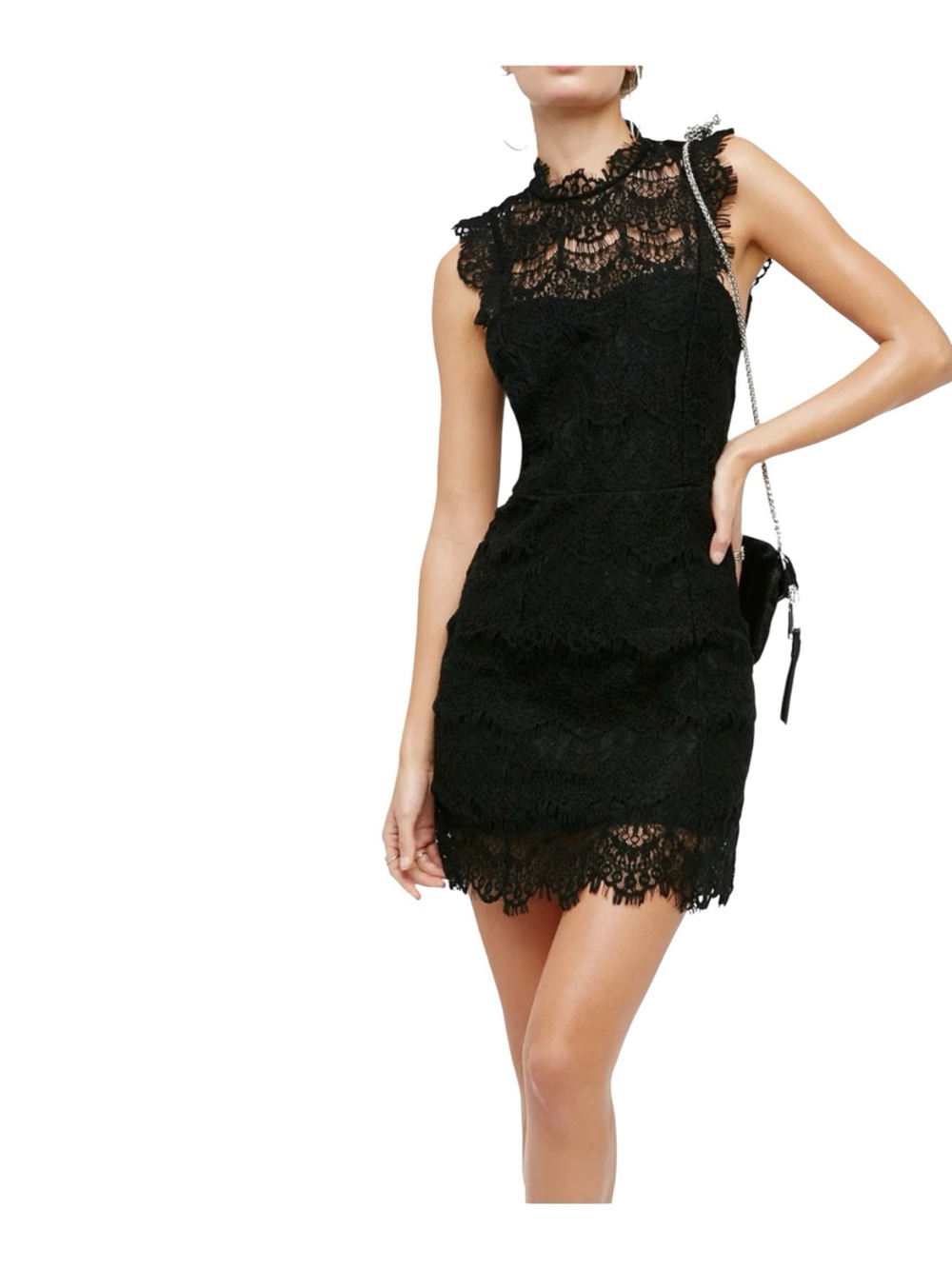 Free People Daydream Lace Slip Dress Mini Open Back Sleeveless Black S - Picture 3 of 12